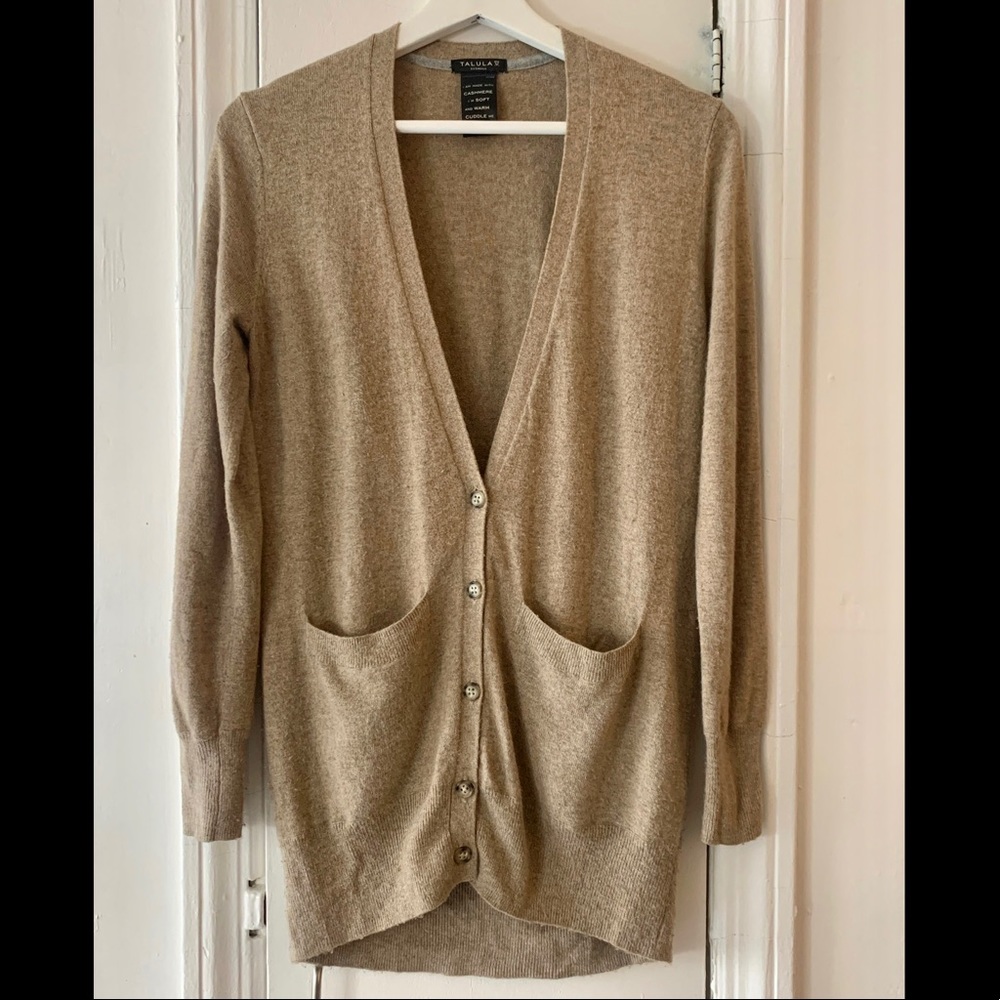 Aritzia Talula cashmere blend mid length cardigan, size XXS